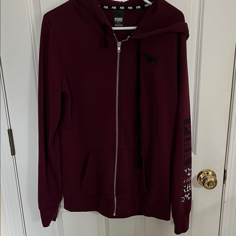 PINK Victoria's Secret Maroon Hoodie with Black Logo